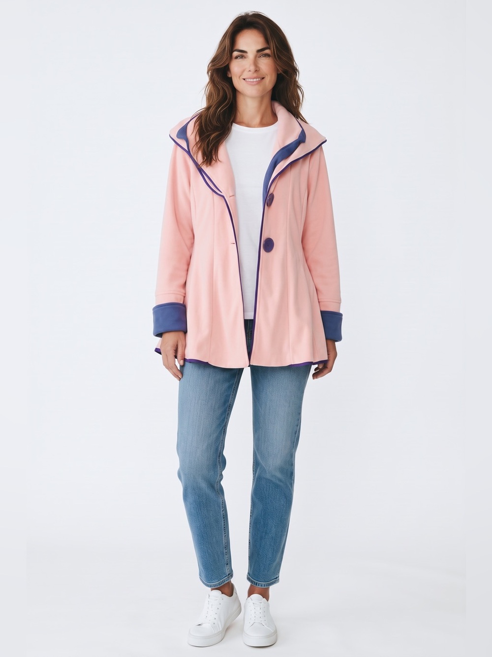 Design Today’s - Vintage - Pink Contrast-Trim Hooded Jacket